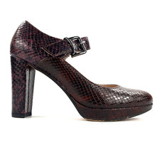Clarks Mary Jane Heels rot lila Schlangenleder Print Leder UK Größe 3