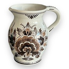 Delft Delfter Keramik Krug handbemalt, braun-weiß Holland Blumendekor