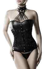 Damen Korsage Harness Corsage Clubwear schwarz Gothic Kunstleder Halsband 2XL