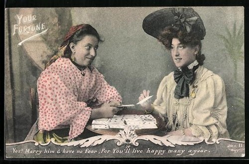 Dame bei einer - ak, hellseherin