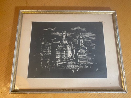 Marktplatz vintage druck 50er - druck,