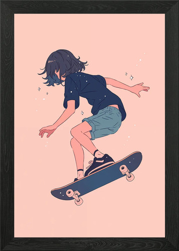 Simple anime skater girl - simple,