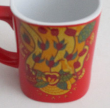 Nescafe Tasse Becher Kaffeebecher in rot "  Motiv - Blumen / Rosen "