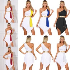 Damen Kleider Glänzend Cape Clubwear Kleid Party Kostüm Stirnband Kleidung Gott