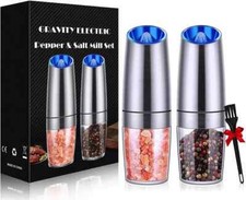 2er Set Schwerkraft Salz Und Pfeffermühle Gewürzmühle Elektrisch LED Automatisch