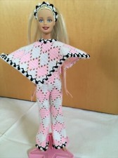 Barbie Hosenanzug STRICK Hose + Cape + Stirnband Rauten - 70er Jahre - Vintage