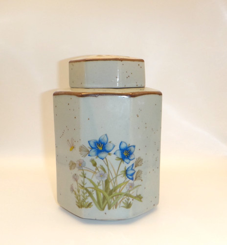 Alte teedose achteckig blaue - alte,