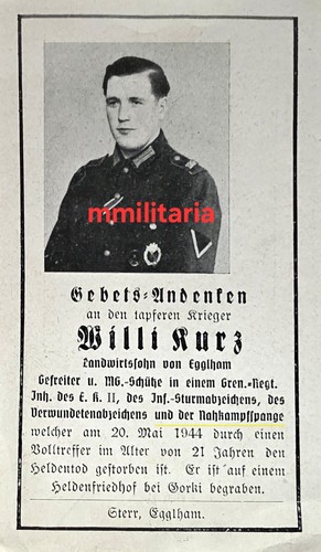 Sterbebild wwii gefreiter - wwii,