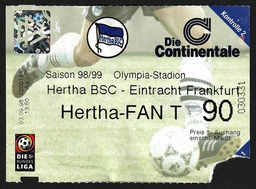Ticket 1998 hertha bsc - 1998/99, |
