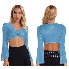 Damen langarmshirt kurz crop - damen,