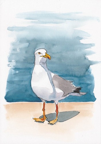 Original aquarell mit tusche - aquarell,