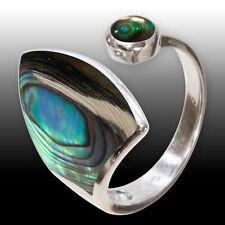 925 Silber Damen Finger Ring Paua Abalone Muschel Perlmutt Boho Natur Schmuck