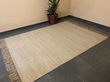 Teppich, Kelim unbehandelte Schurwolle Wollteppich handgewebt Creme meliert