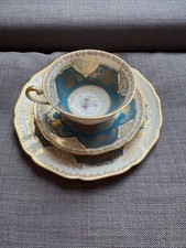 Hutschenreuther Teller Untertasse Tasse Porzellan alt blau Gold