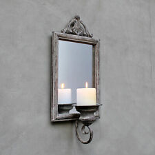 Vintage Wandkerzenhalter Metall Spiegel Shabby Grau Wand Kerzenhalter Landhaus 