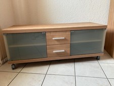 XXXLutz Phonowagen Power-Rack in Sahara-NB Holz mit Milchglas - 129/51/48 cm