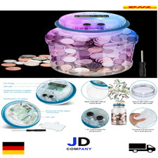 7-Farben LCD-Zähler | Euro-Münzen-Spardose | 1,8L