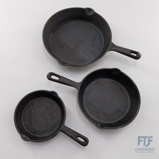 OVERMONT Grillpfanne Gusseisen 3 Stücke Set mit Griff - Gusseisenpfanne 3 Stücke