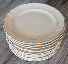 Villeroy  Boch Mettlach 12 alte Teller 19cm Economic Creme Goldrand France Saar