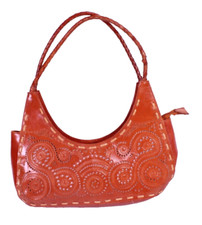 Tasche Leder braun Schultertasche Lochmuster Boho Ethno Vintage Hippie B306