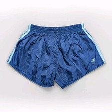 ADIDAS Chile Glanz Nylon Shorts D7 Sprinter Sport Vintage blau Fußball Retro Gym
