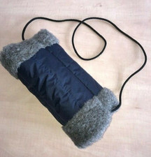 Handmuff Webpelz / Nylon blau