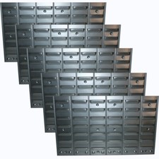 5x Metall-Wandregal Sichtboxen Schütten Stapelboxen Schraubenregal Schlitzwand