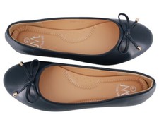 LEDER-BALLETTSCHUHE DAMEN KOMFORTABEL MARINEBLAU KOMFORTABEL ELEGANT