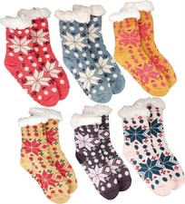 Damen Kuschelsocken Winter Anti Rutsch Winter-Socken Strick Fleece Gefütt