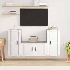vidaXL 3-tlg. TV-Schrank-Set Braun Eichen-Optik Holzwerkstoff