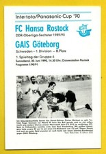 Orig.PRG IFC - Intertoto Cup 1990 HANSA ROSTOCK - GAIS GÖTEBORG !!  RAR