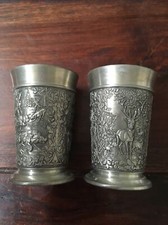Zwei Zinn Schnapsgläser