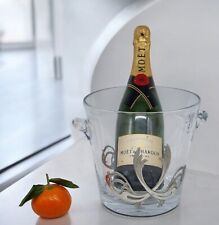 Toller JUGENDSTIL Champagner / Sektkühler Eiseimer aus Bleiglas mit Zinnmontur