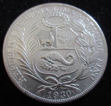 MDS PERU LIMA UN 1 SOL 1930, SILBER  #Q