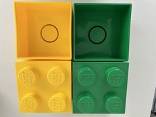 LEGO Aufbewahrungsstein, 4 Noppen,Stapelbare Aufbewahrungsbox, 2 Stück Gelb Grün