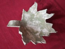 Tolles SET:Untersetzer"Blatt"Handarbeit Ton Grün+Rustik Kugelkerze Lachs 6cm  