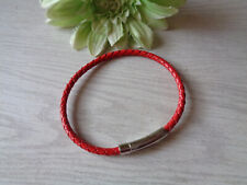 Armband Leder geflochten rot einfach Magnetschnappverschluß silber