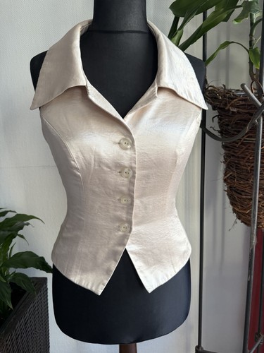 Satin korsett weste beige - korsett,