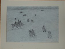 Paul Flora Lithographie "Napoleon in Russland