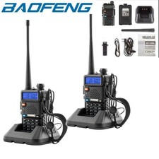2X Baofeng UV-5R Walkie-Talkie VHF UHF 128 CH Handheld Hand-Funkgerät DE