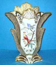 Große Biedermeier Porzellan Vase , Vogeldekor / Höhe 30 cm !