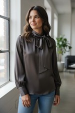 Damen Elegante Satin Bluse