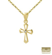 ECHT GOLD 333 Kreuz Anhänger & Goldkette Kette 36 38 40 42 45 50 cm Kommunion