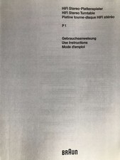 Bedienungsanleitung Braun Atelier HiFi Plattenspieler P1 / P 1