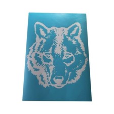 Airbrush Klebeschablone Set Wolfskopf Mask blau transparent NEU