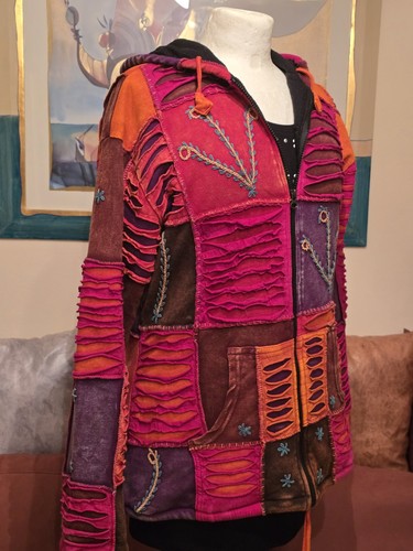 Damen patchwork jacke kapuze - damen,
