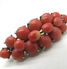 Traumhafte Antike 800 Silber Jugendstil Koralle Brosche