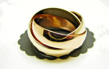 Tricolor Ring 585 Gold Damen Goldring 14 Karat Dreierering Größe 60