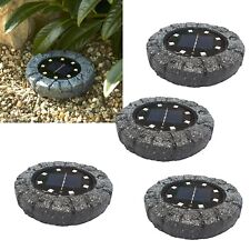 4x Solar Boden-Leuchte für Außen Stein-Optik Led Garten-Strahler Beet Weg Aufbau