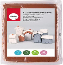 Rayher Lufttrocknender Ton, Dunkelbraun, 1 Kg, Modelliermasse, Lufthärtend, Weic